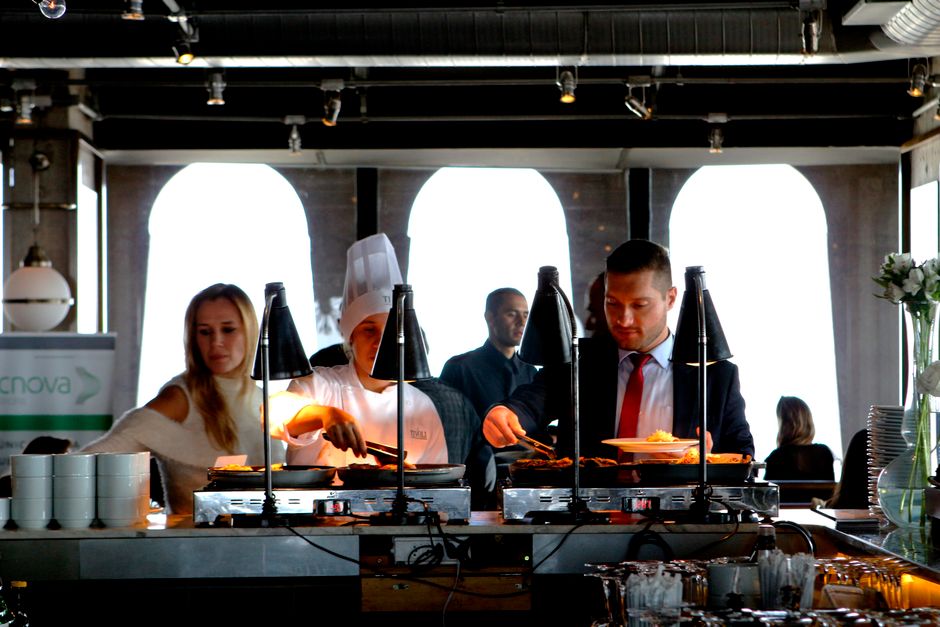 Fresh professional catering service team and preparation